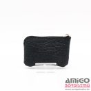 Amnisu sötétzöld / krokkómintás egy cipzáras bőr kulcstartó a7006