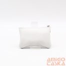 Amnisu fehér / metál bordó ívelt egy cipzáras bőr kulcstartó c3002