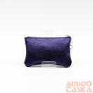 Amnisu metál sötétkék / kígyómintás ívelt egy cipzáras bőr kulcstartó c6012