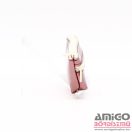 Amnisu fényes rosegold / bézs kettő cipzáras bőr kulcstartó b4005