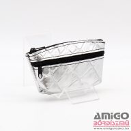   Amnisu ezüst krokkómintás kettő cipzáras bőr kulcstartó b1002