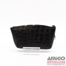 Amnisu fekete krokkómintás kettő cipzáras bőr kulcstartó b8008