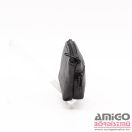 Amnisu fényes fekete gyűrt kettő cipzáras bőr kulcstartó b8006