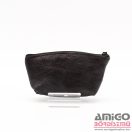 Amnisu fényes fekete gyűrt kettő cipzáras bőr kulcstartó b8006