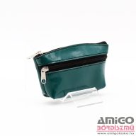   Amnisu sötétzöld lakk kettő cipzáras bőr kulcstartó b7005