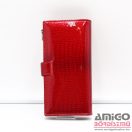 Angela Moretti piros / lakk / krokkomintás / középen cipzáros nagy női bőr pénztárca 837-2