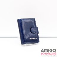   Angela moretti kék / lakk patentos álló női bőr kártyatartó bf04