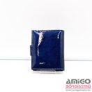 Angela moretti kék / lakk patentos álló női bőr kártyatartó bf04