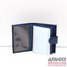 Angela moretti kék / lakk patentos álló női bőr kártyatartó bf04