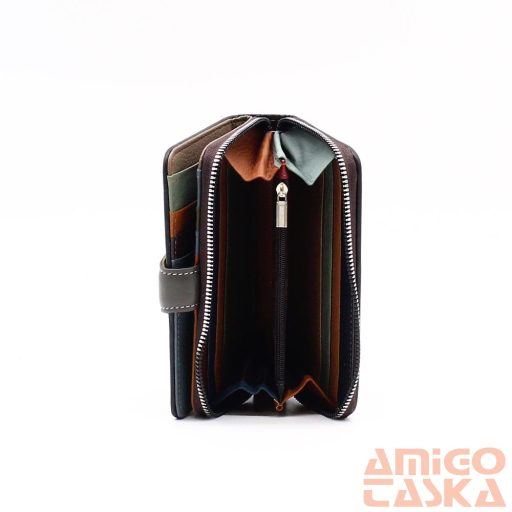 Angel firenze színes / virágos kívül cipzáras közepes bőr női pénztárca h6018