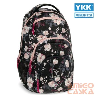  Ars una fekete / rózsaszín virágos textil hátizsák au-2 54853744