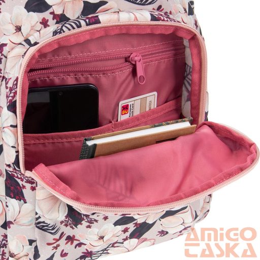 Ars una púder / rózsaszín virágos textil hátizsák au-6 55043755