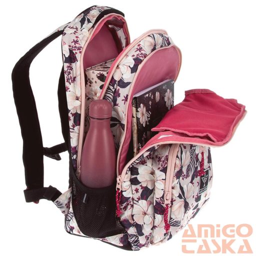 Ars una púder / rózsaszín virágos textil hátizsák au-6 55043755