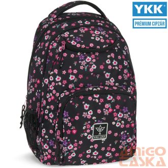   Ars una fekete / kicsi virágmintás textil hátizsák au-6 55043779