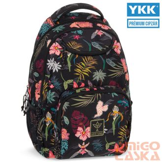   Ars una fekete / színes virágos textil hátizsák au-6 55044615
