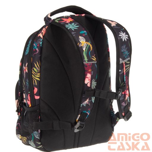 Ars una fekete / színes virágos textil hátizsák au-6 55044615