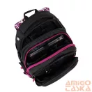 Bagmaster fekete / lila  mintás hátizsák bag9c