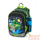 Bagmaster fekete / zöld kocka mintás textil hátizsák alfa26b