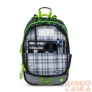 Bagmaster fekete / zöld kocka mintás textil hátizsák alfa26b