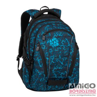 Bagmaster fekete / kék mintás textil hátizsák bag20b