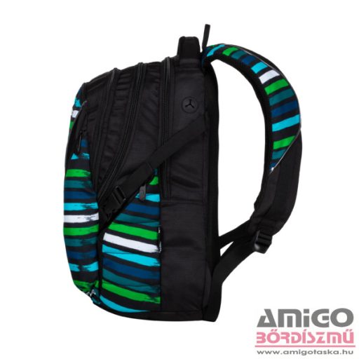 Bagmaster fekete / kék / zöld csíkos hátizsák bag20c
