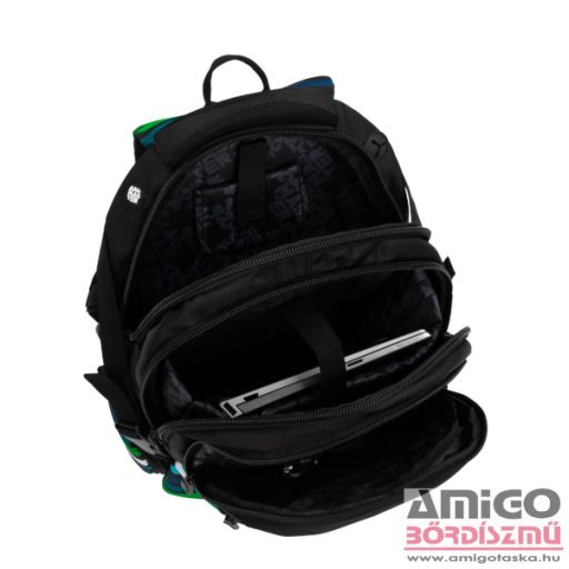 Bagmaster fekete / kék / zöld csíkos hátizsák bag20c