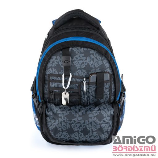 Bagmaster fekete / kék / szürke kockás hátizsák bag21a