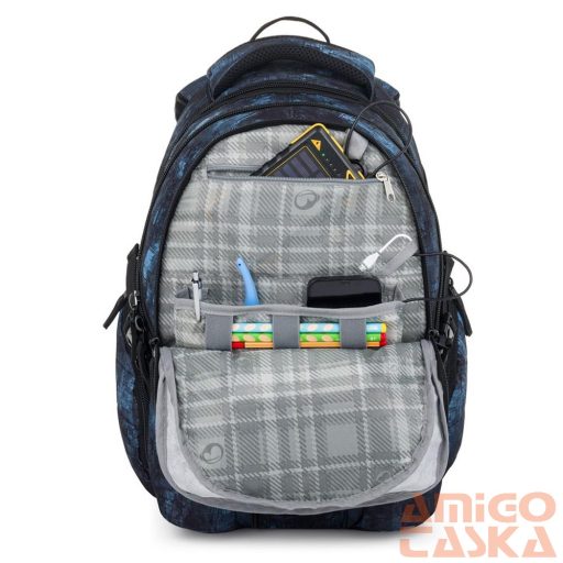 Bagmaster kék mintás textil hátizsák bag25b