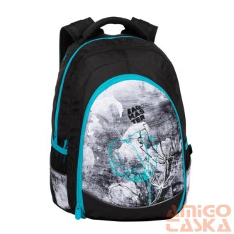 Bagmaster fekete / kék mintás textil hátizsák digital20b