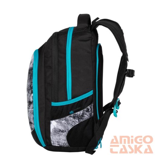 Bagmaster fekete / kék mintás textil hátizsák digital20b
