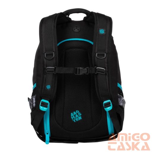Bagmaster fekete / kék mintás textil hátizsák digital20b