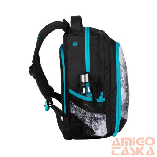 Bagmaster fekete / kék mintás textil hátizsák digital20b