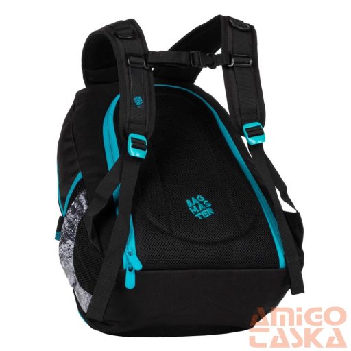 Bagmaster fekete / kék mintás textil hátizsák digital20b