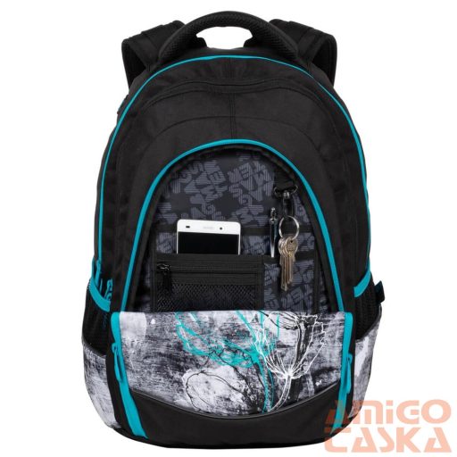 Bagmaster fekete / kék mintás textil hátizsák digital20b