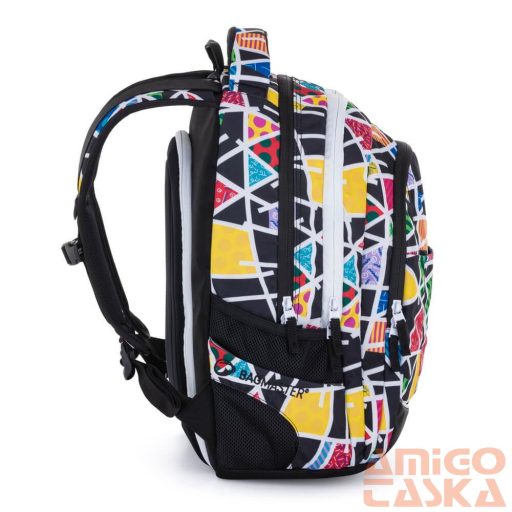 Bagmaster fekete / szines mintás textil hátizsák digital22a