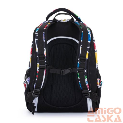Bagmaster fekete / szines mintás textil hátizsák digital22a
