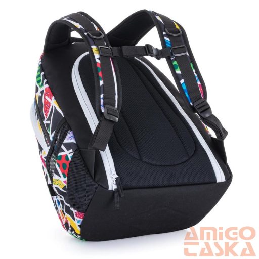 Bagmaster fekete / szines mintás textil hátizsák digital22a