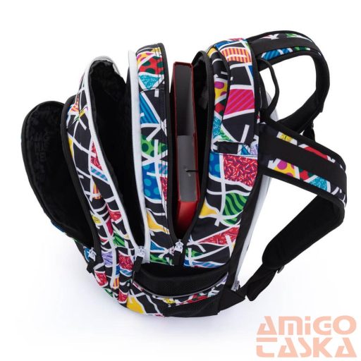 Bagmaster fekete / szines mintás textil hátizsák digital22a