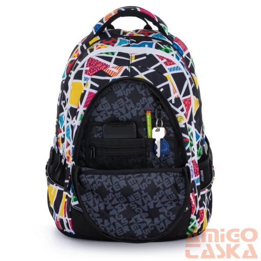 Bagmaster fekete / szines mintás textil hátizsák digital22a