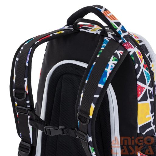 Bagmaster fekete / szines mintás textil hátizsák digital22a