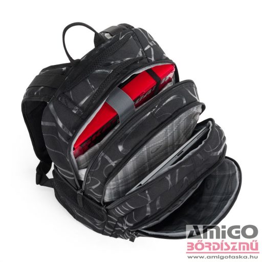 Bagmaster fekete / mintás textil hátizsák digital24b