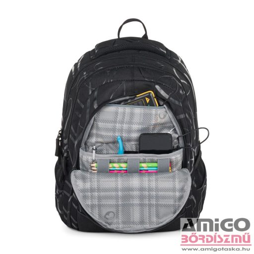 Bagmaster fekete / mintás textil hátizsák digital24b