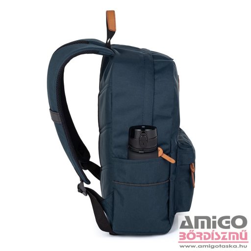 Bagmaster sötétkék / barna textil hátizsák easy22a