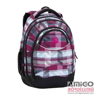 Bagmaster fekete / pink / kék kockás hátizsák energy18a