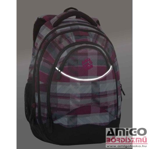 Bagmaster fekete / pink / kék kockás hátizsák energy18a