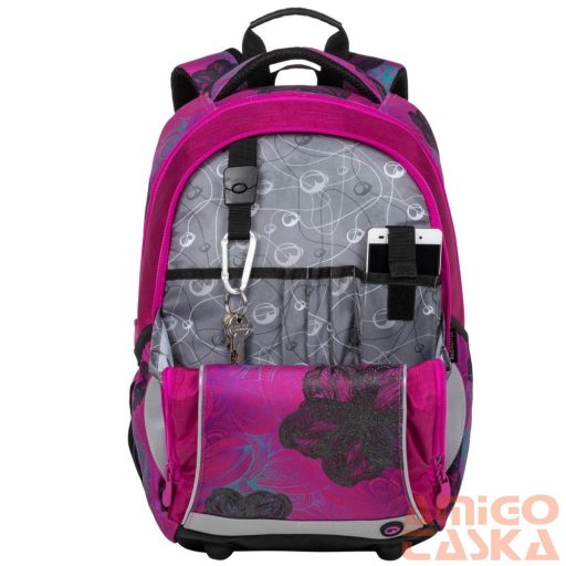 Bagmaster pink / virág mintás textil hátizsák mark20a