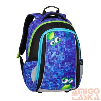 Bagmaster fekete / kék mintás textil hátizsák mark20b