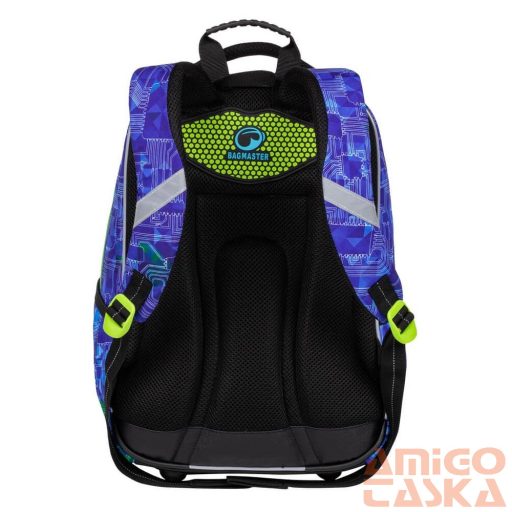 Bagmaster fekete / kék mintás textil hátizsák mark20b