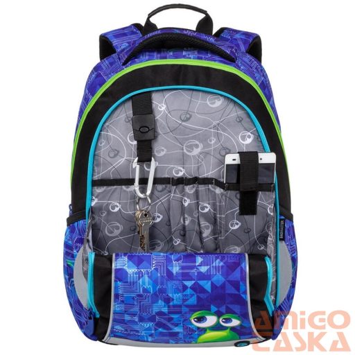 Bagmaster fekete / kék mintás textil hátizsák mark20b