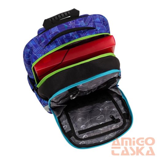 Bagmaster fekete / kék mintás textil hátizsák mark20b
